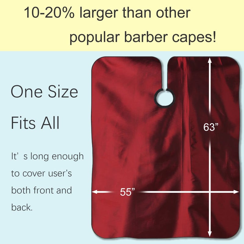 Iusmnur Barber Cape, Professional Hair Salon Cape with Adjustable Metal Clip, Shampoo Hair Cutting Cape for Barbers and Stylists - 55 x 63 inches (Wine Red) - Image 5